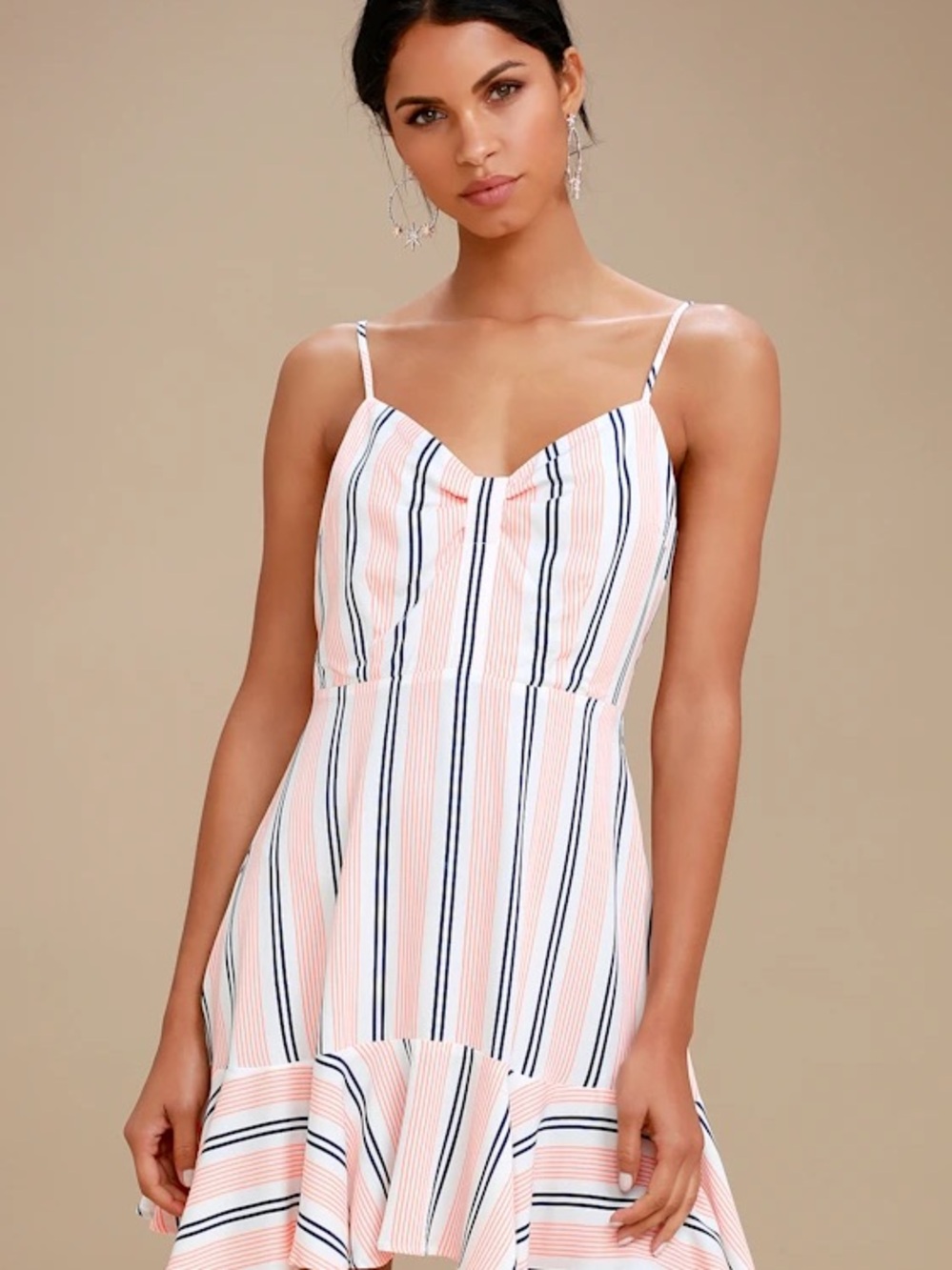 Hollie White Striped Sleeveless Dress